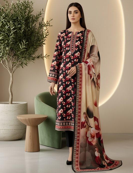 Elegant 3 Pc Printed Civic Lawn Suit with Dupatta