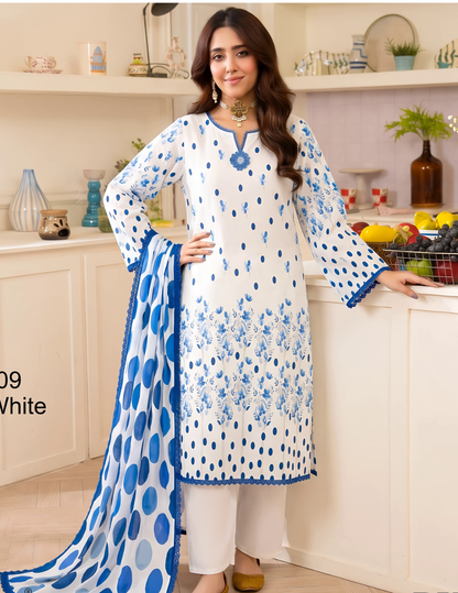 Contemporary Printed Lawn 3 Pc Suit – Chic Unstitched Summer Collection