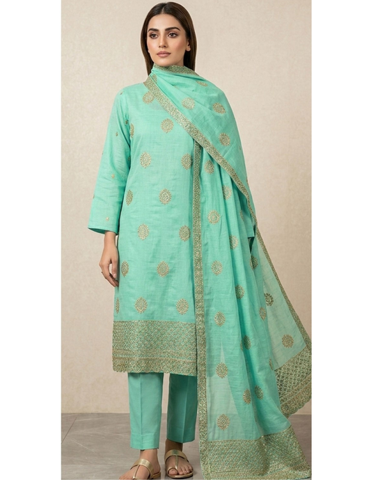 Premium Banadora Embroidered 3-Piece Unstitched Suit |Eid Special