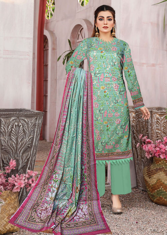 3-Pc Printed Khaddar Floral Unstitched Suit(Premium Winter Collection)