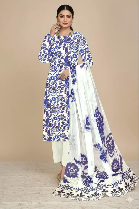 3-pc Premium Viscoss LPrinted Suit with Crinkle Chiffon Dupata (Premium Winter Collection)