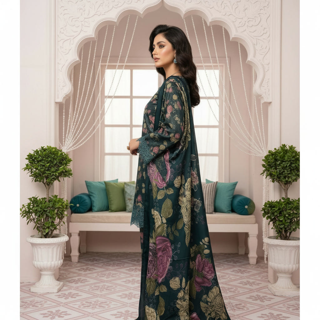 Premium Embroidery 3 Piece Unstitched Suit