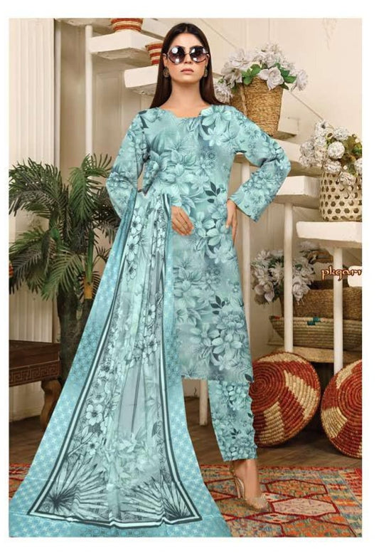 3-Pc Premium Printed Satin viscoss suit with satin viscoss Dupata(Unstitched)