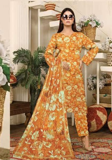 3-Pc Premium Printed Satin viscoss suit with satin viscoss Dupata(Unstitched)
